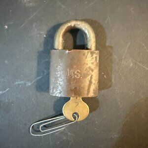 Vintage Corbin Cabinet Lock Co Padlock with Key New Britain Conn WORKS (158)